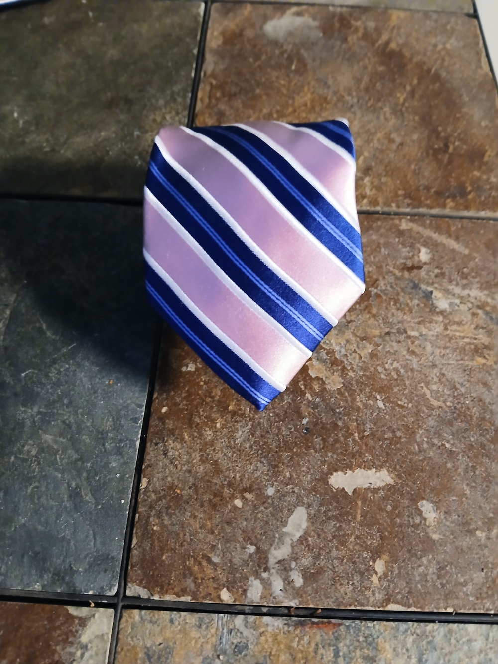 Saddlebred Pink and Navy Striped Silk Tie